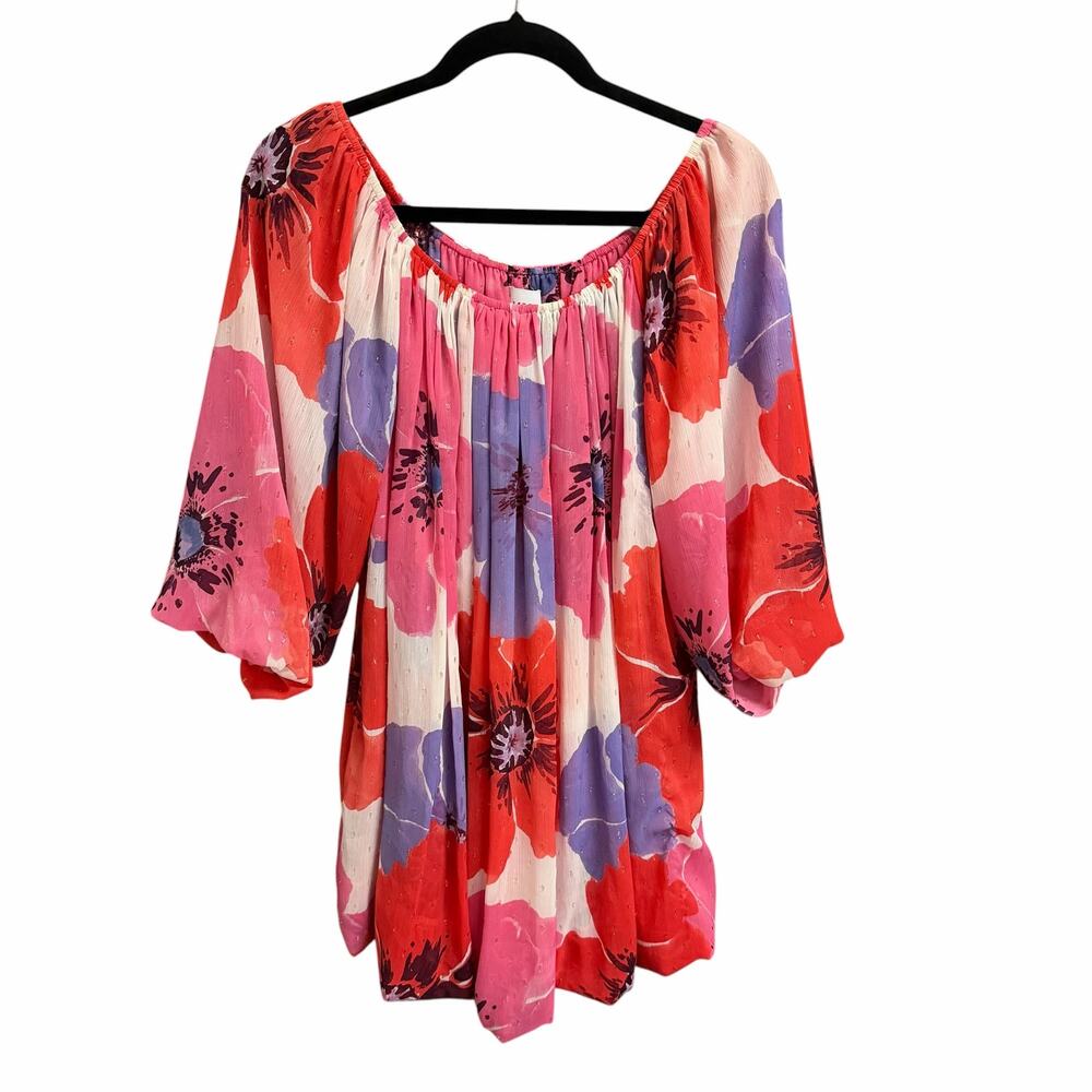 NWT MISA Los Angeles Devon Dress Poppy Love Off The Shoulder Bubble Hem Small